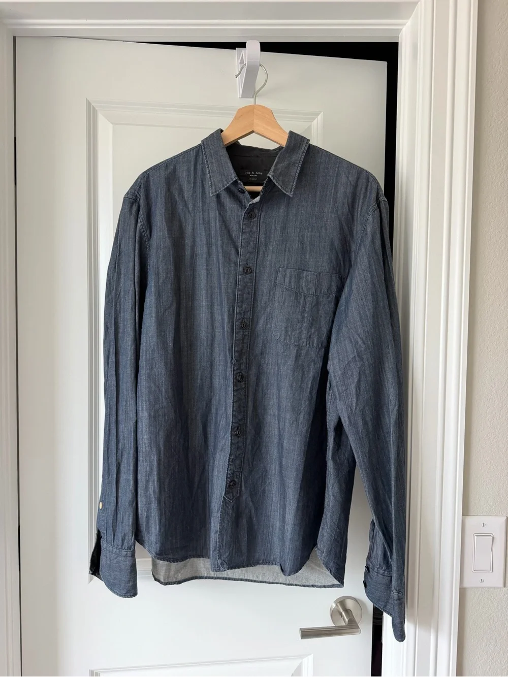 rag & bone Indigo Chambray Slim Fit Button-Down Shirt
